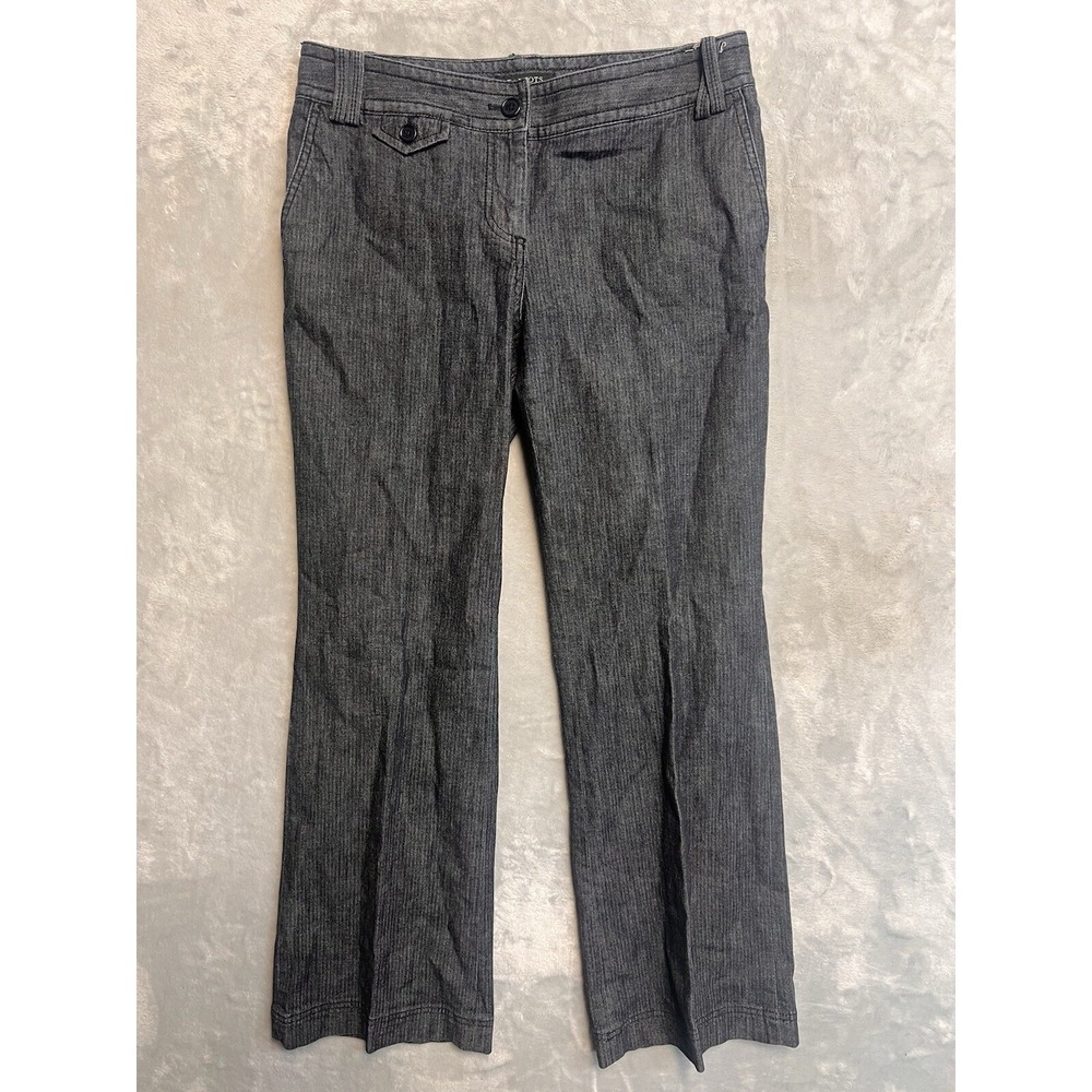 Talbots Signature Flare Pants Women 8P Grey Herringbone Excellent Trousers
